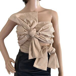 Song of Style Beige Strapless Top Size Small  Womens NWT Bow Front Blouse